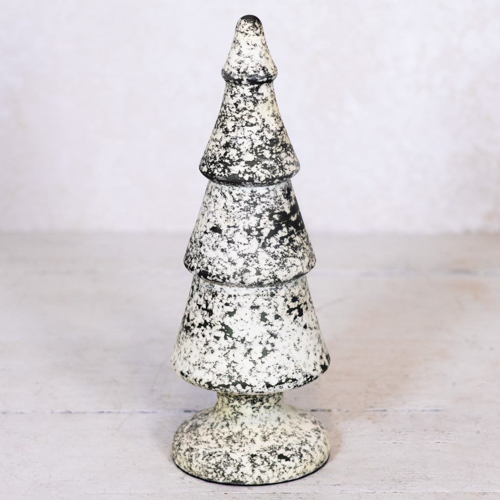 Dark Green and White Speckle Glass Tree Medium