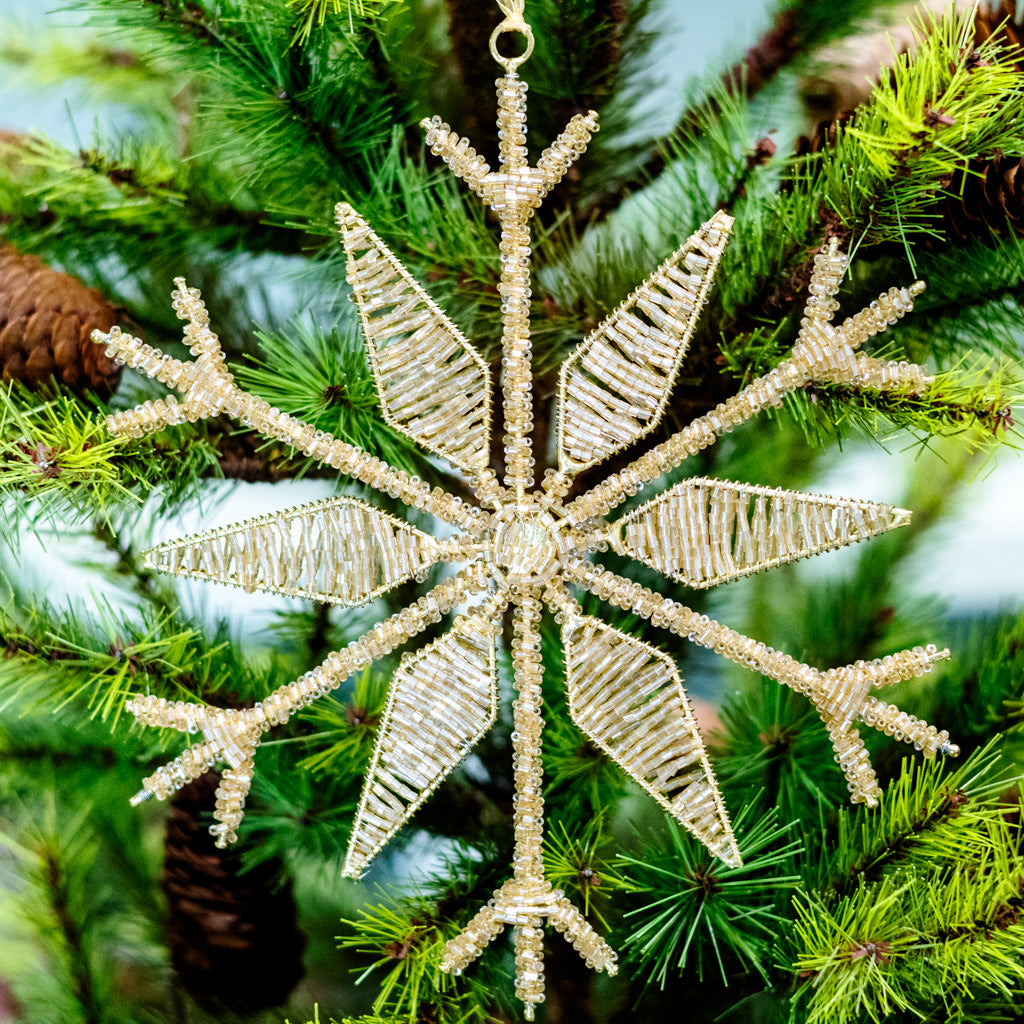 Small Champagne Fluret Snowflake Ornament