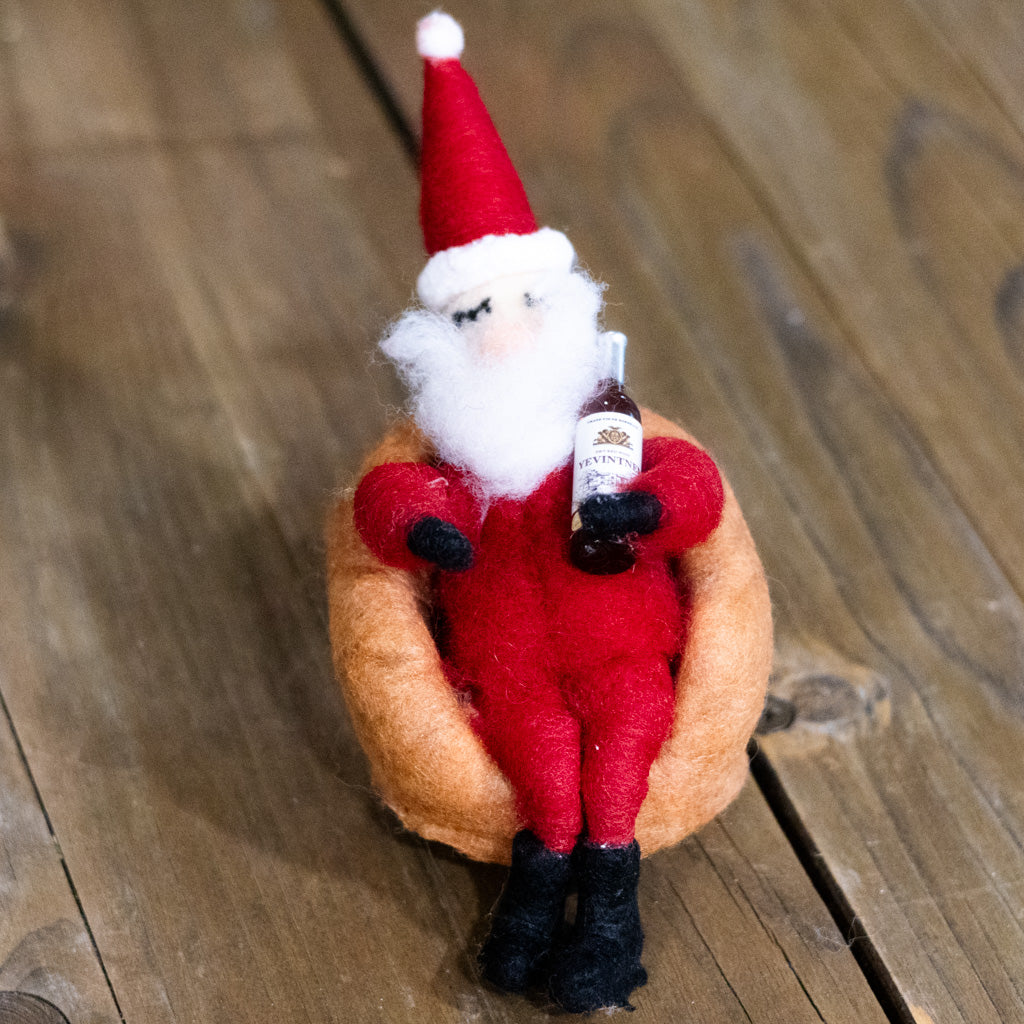 Felt Santa with Miniature Wine Bottle