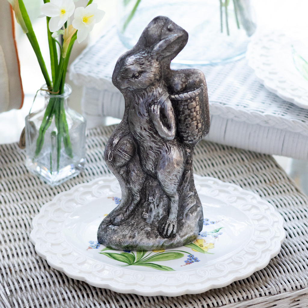 Antiqued Decorative Resin Easter Rabbit Candy Mold Standing