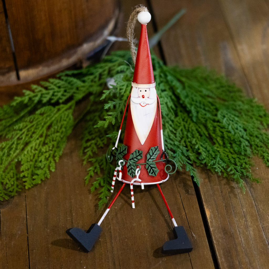 Cone Shaped Metal Santa with Candy Canes