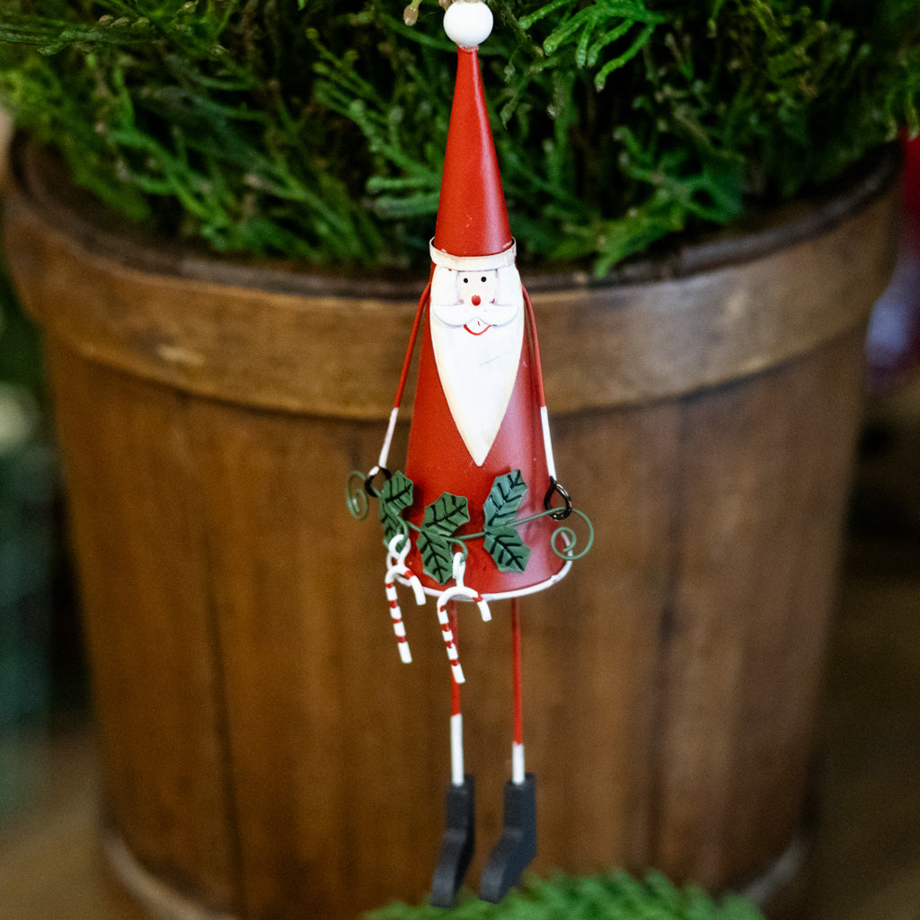 Cone Shaped Metal Santa with Candy Canes