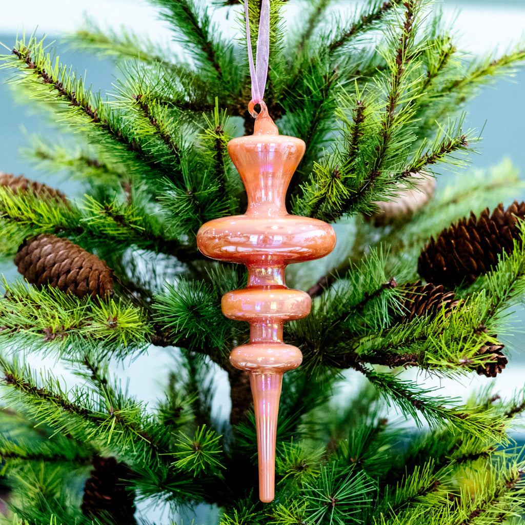Spindle Shaped Iridescent Pink Glass Finial