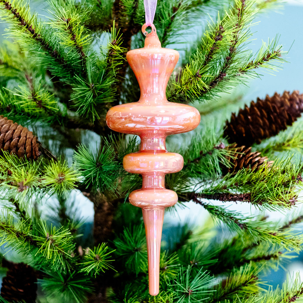 Spindle Shaped Iridescent Pink Glass Finial