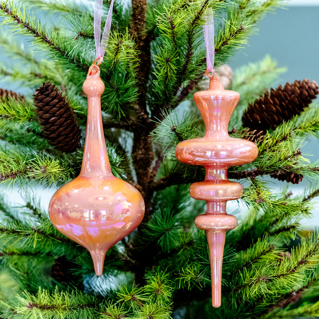 Bubble Shaped Iridescent Pink Glass Finial