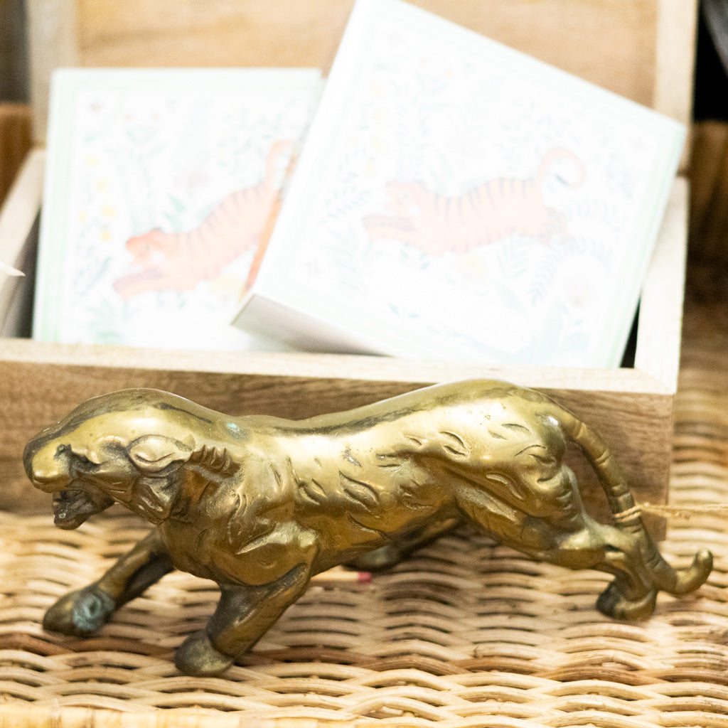 Vintage Brass Tiger Figurine