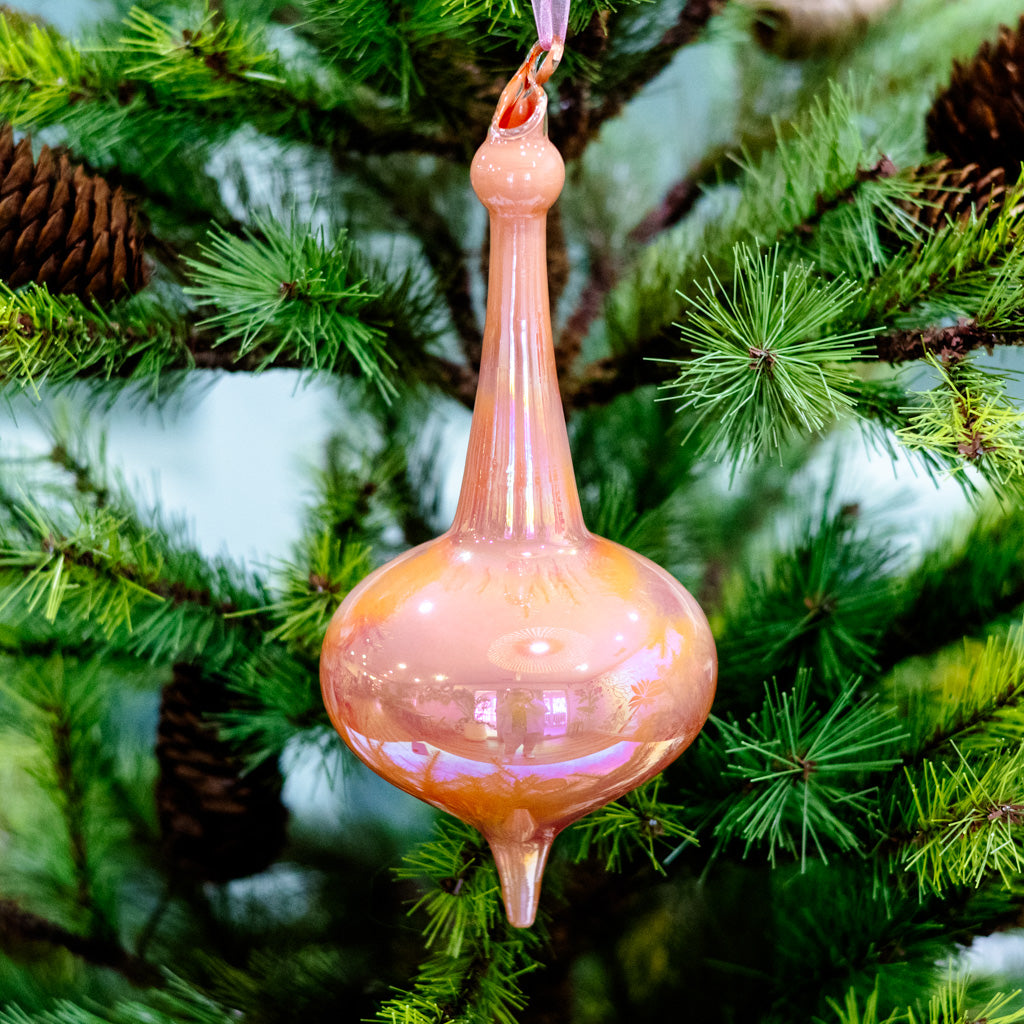Bubble Shaped Iridescent Pink Glass Finial