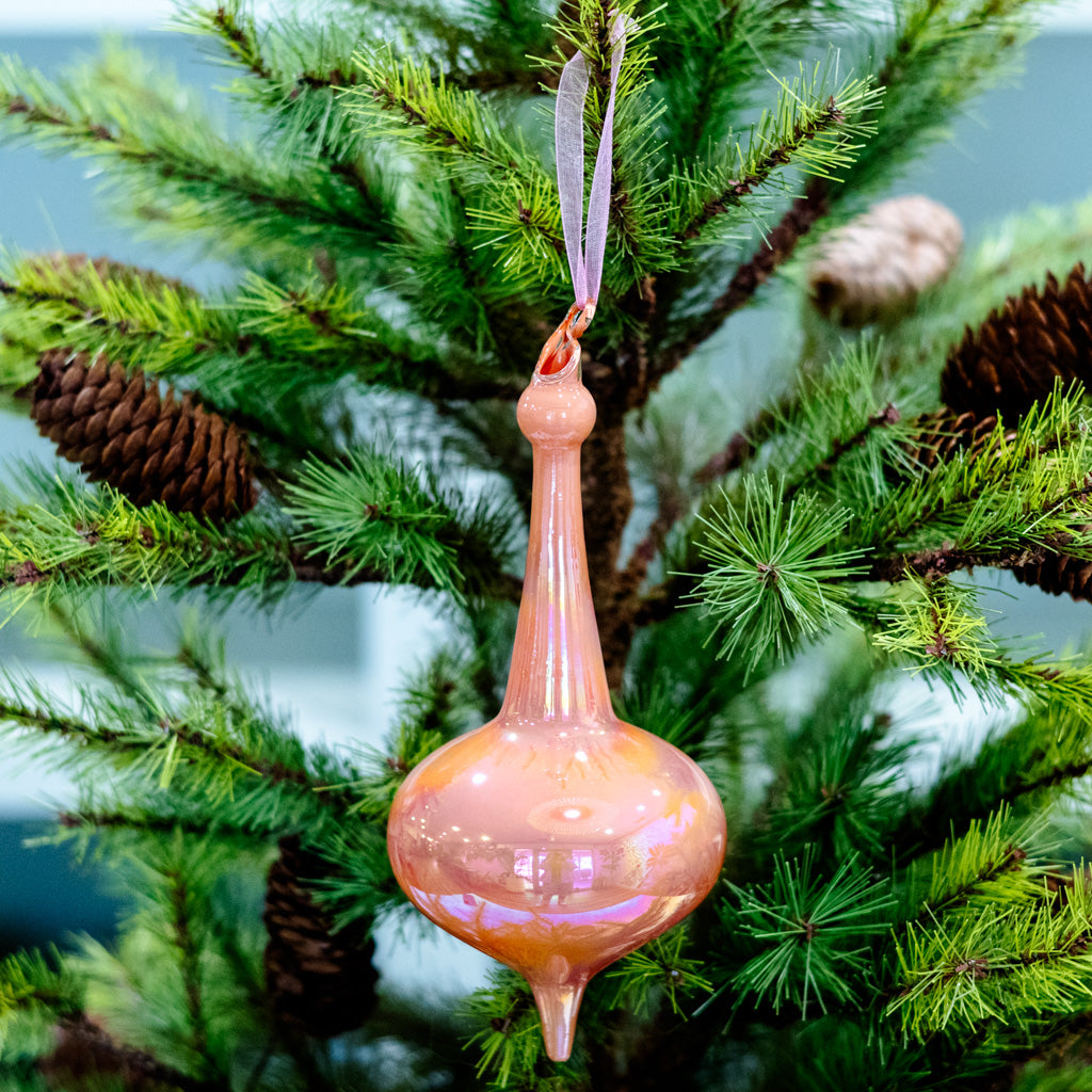 Bubble Shaped Iridescent Pink Glass Finial