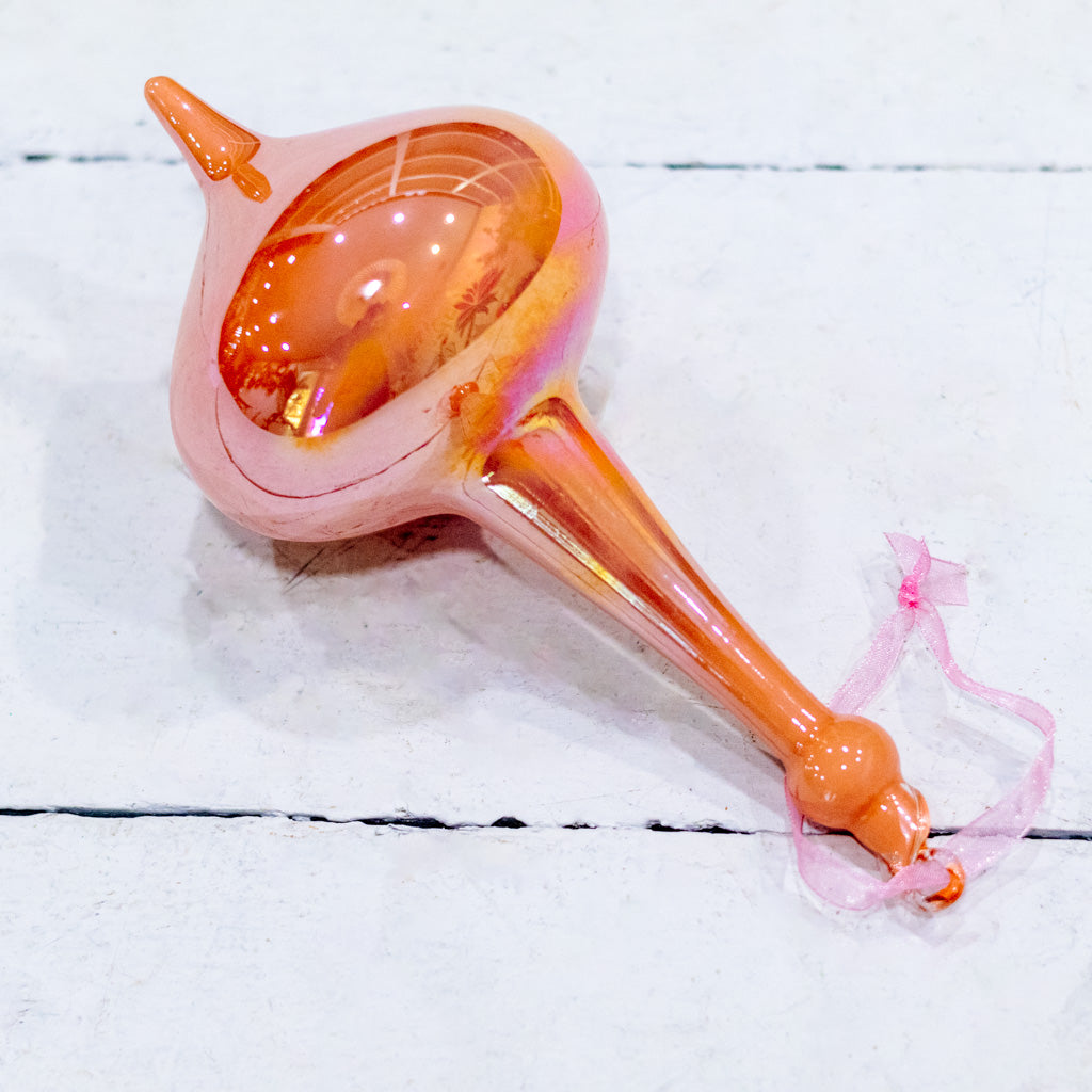 Bubble Shaped Iridescent Pink Glass Finial