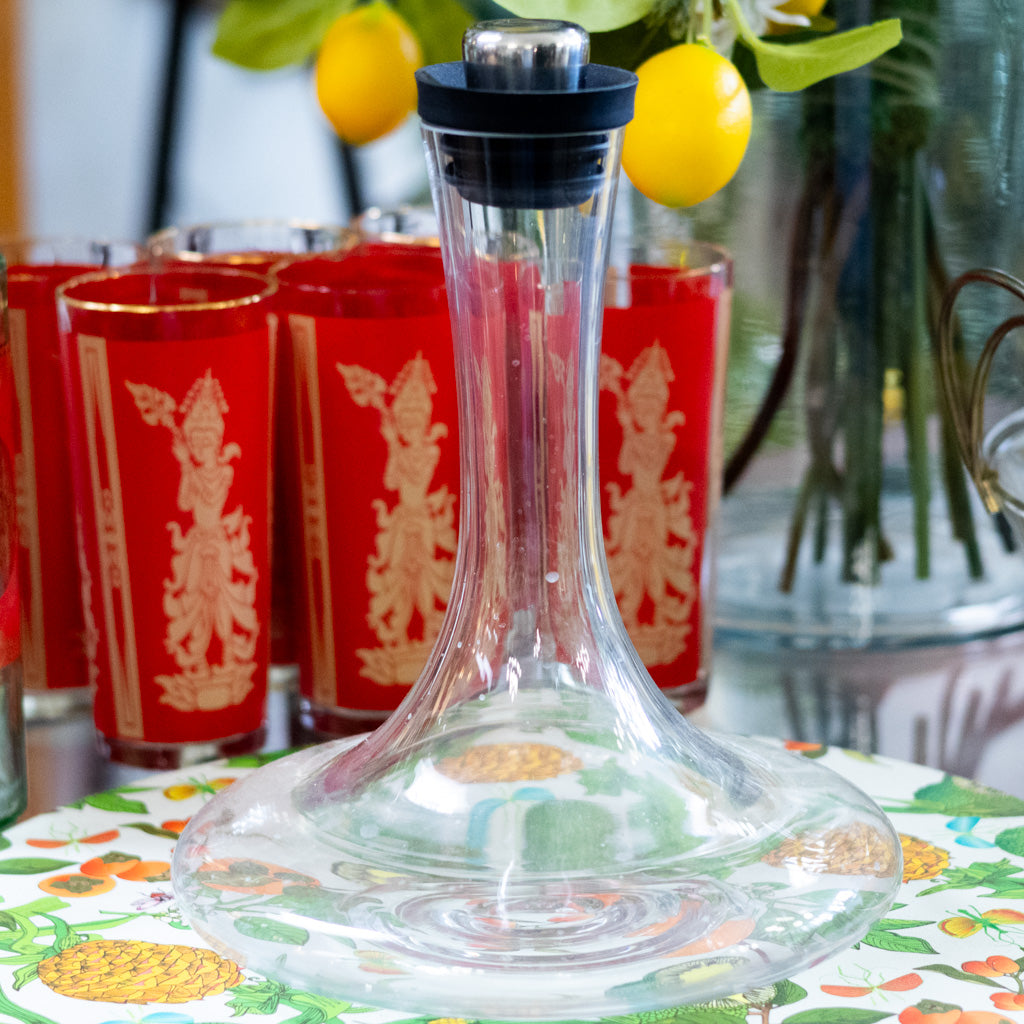 Mid Century Modern Glass Decanter with Stopper