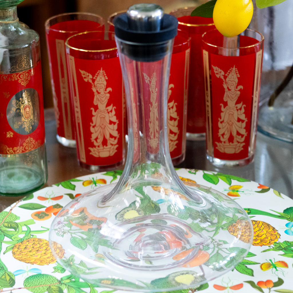 Mid Century Modern Glass Decanter with Stopper