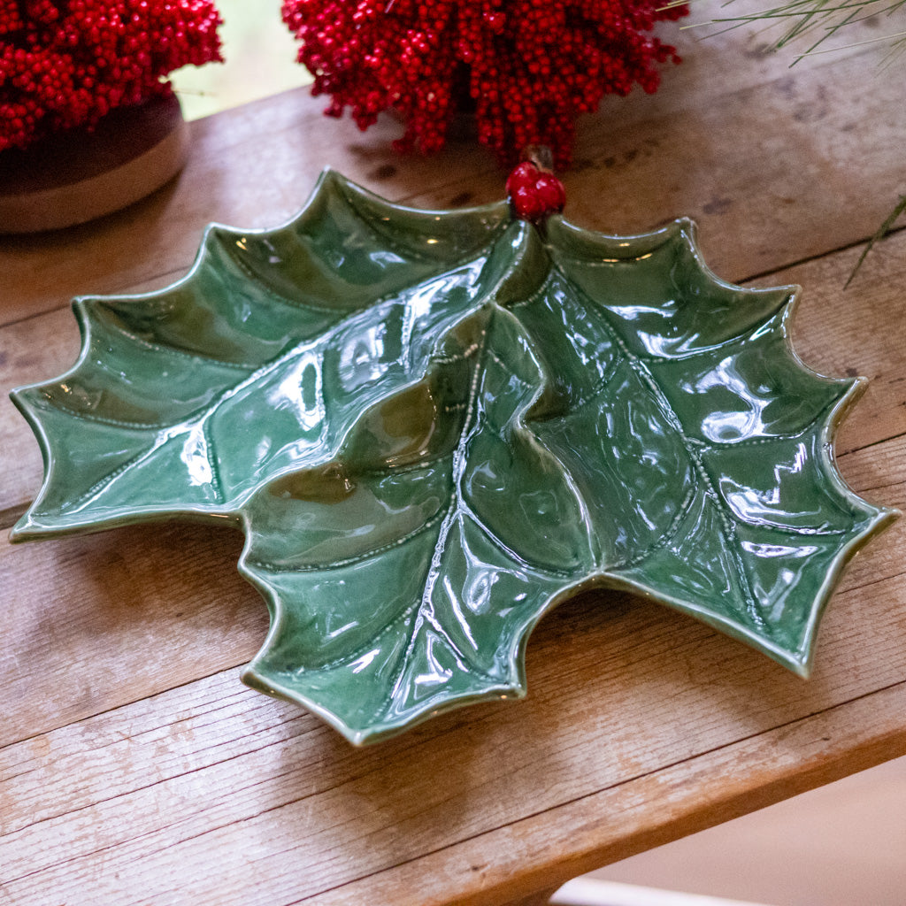 Holly Green Leaf Plate