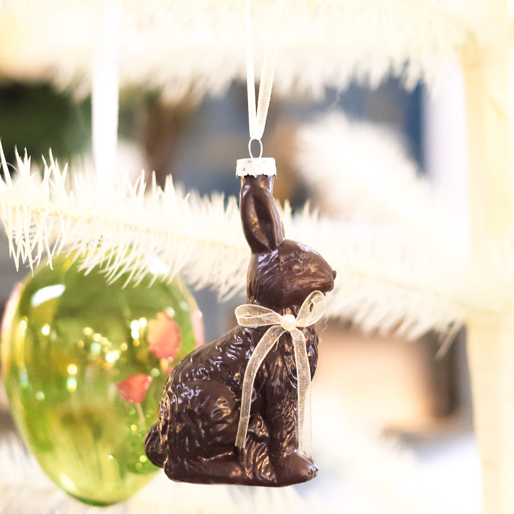 Glass Chocolate Bunny Ornament Box of Three