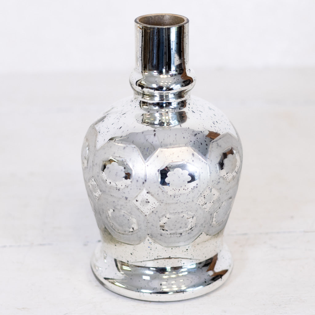 Silver Mercury Glass Etched Bud Vase Tall
