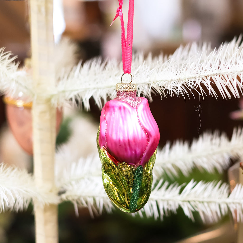 Glass Tulip Ornament Box of Four