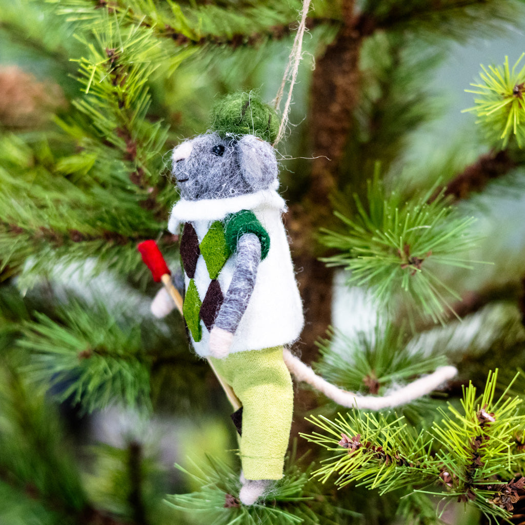 Wool Argyle Sweater Golfer Ornament