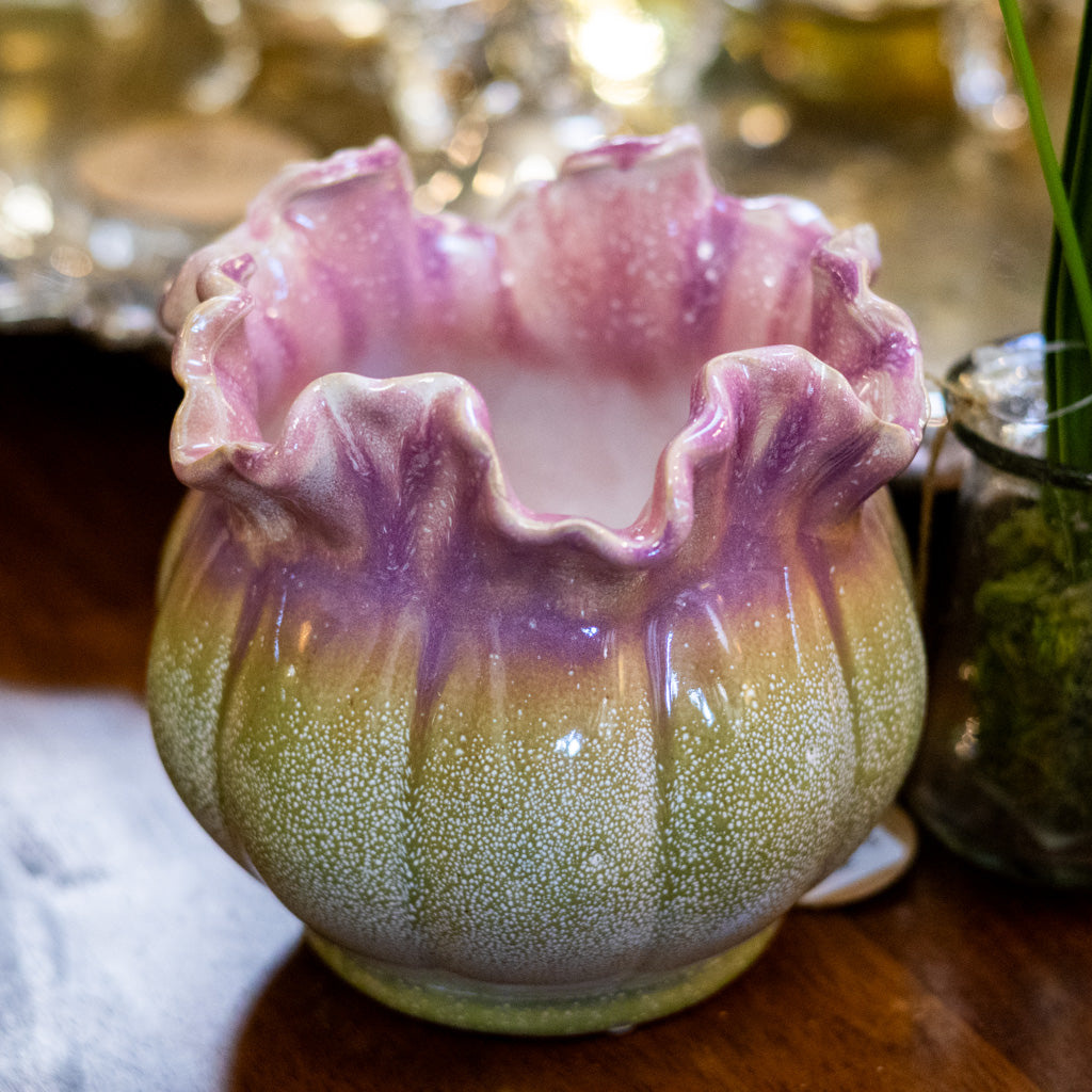 Pink Ruffle Speckled Planter