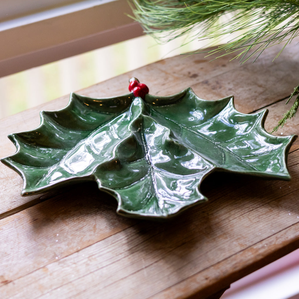 Holly Green Leaf Plate