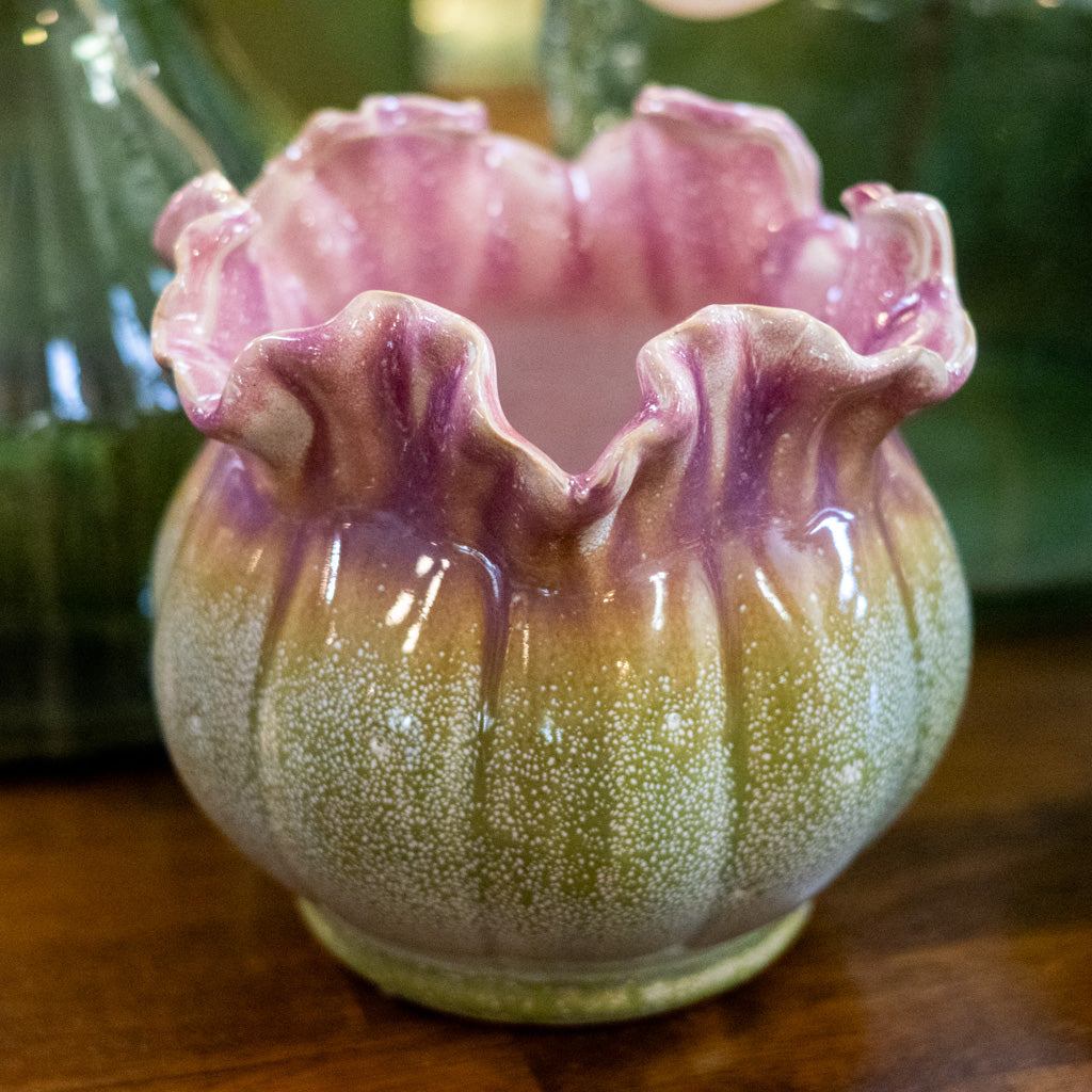 Pink Ruffle Speckled Planter