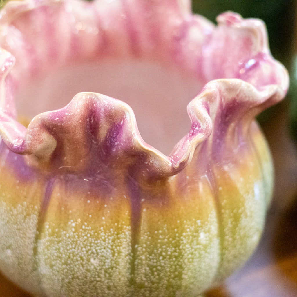 Pink Ruffle Speckled Planter