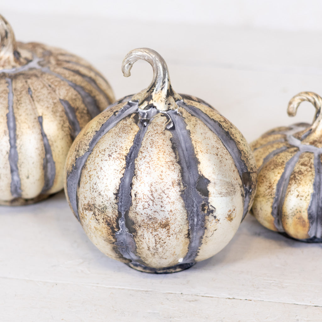 Matte Antiqued Gold Mercury Glass Pumpkin Medium