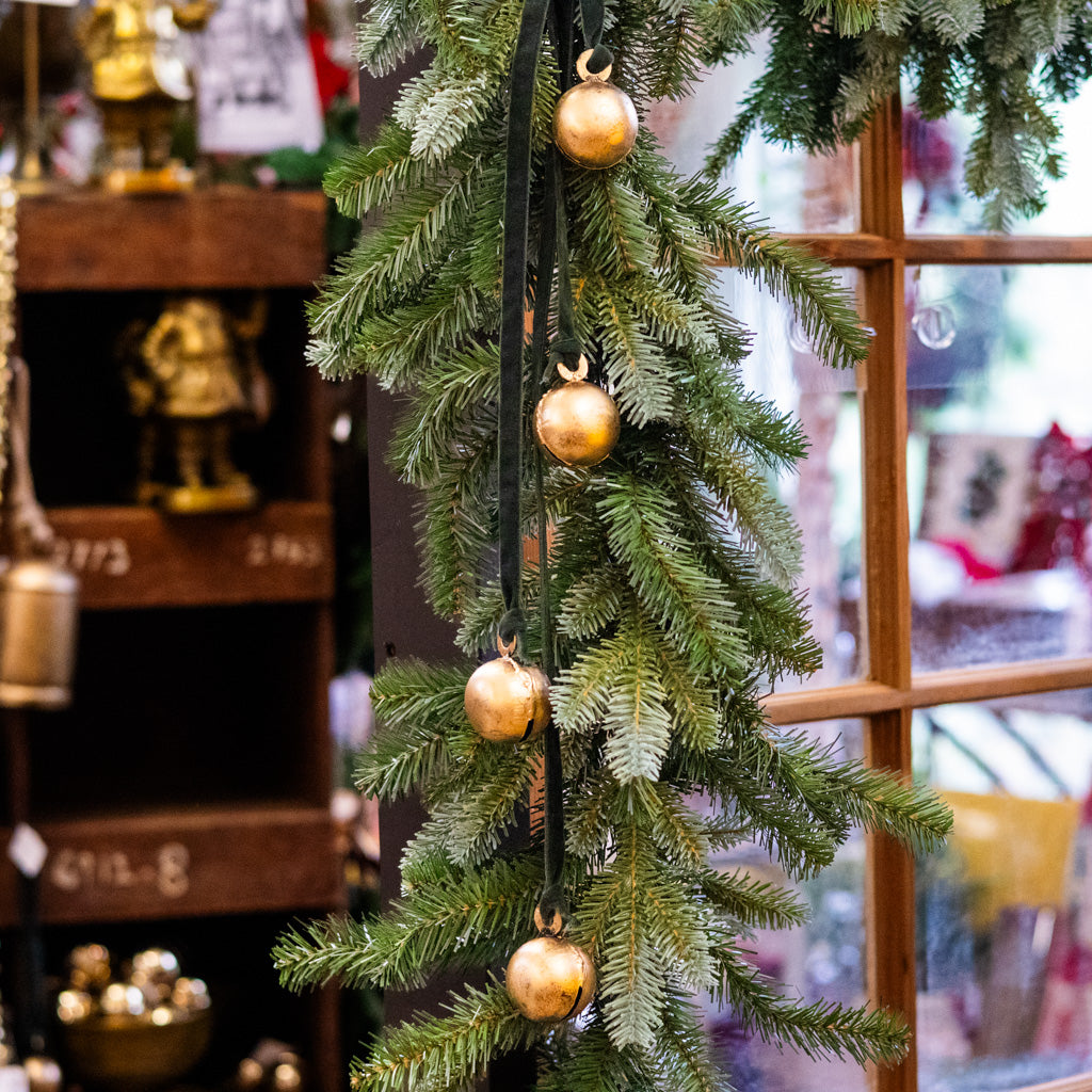 Burnt Gold Green Velvet Four Bell Hanger