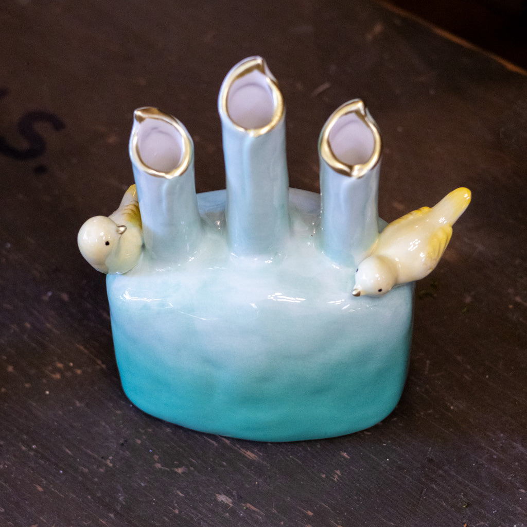 Green Bird Tulip Vase