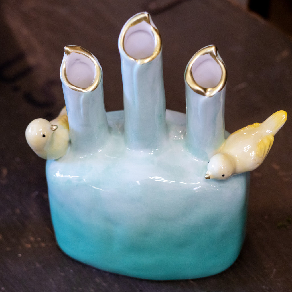 Green Bird Tulip Vase