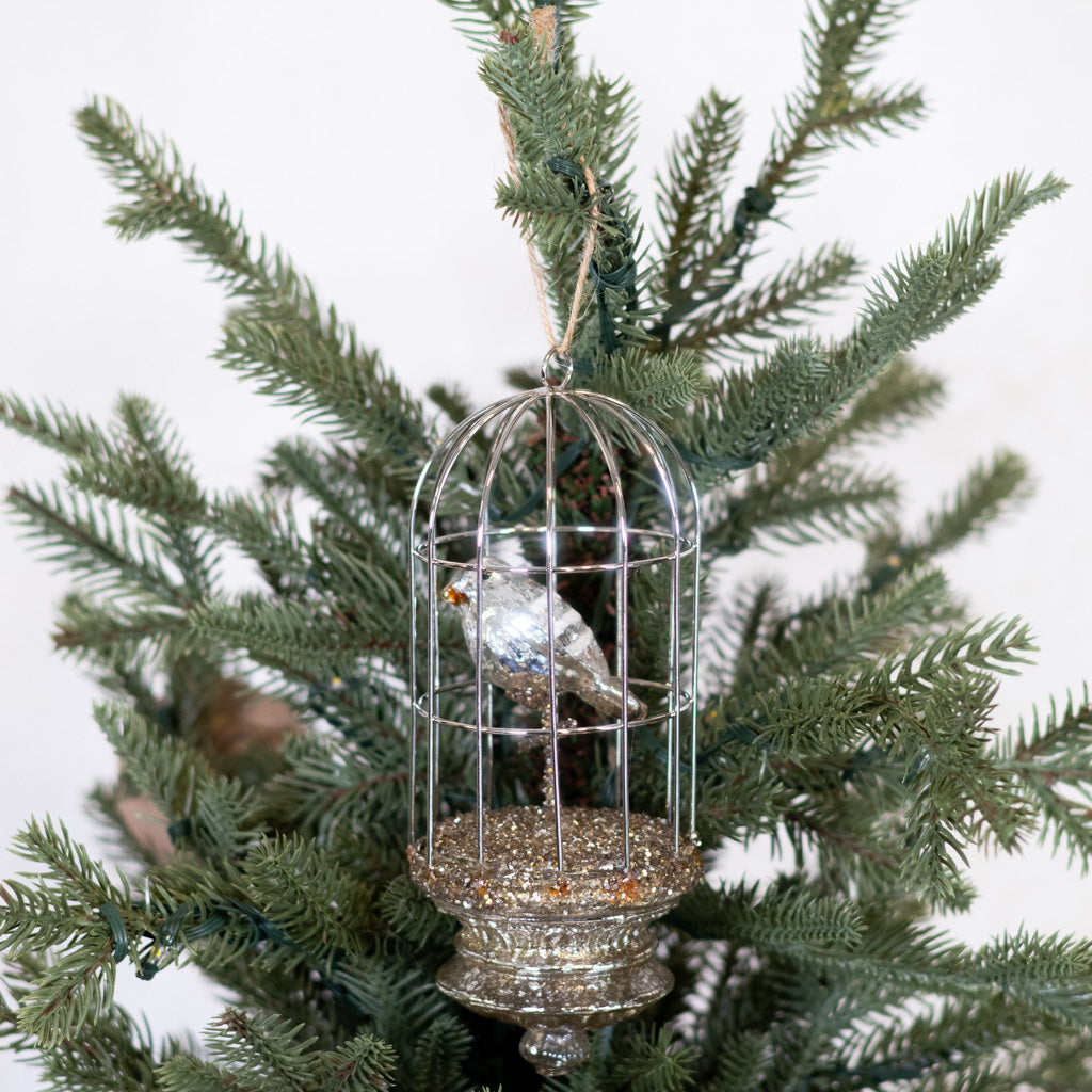 Mercury Glass Birdcage Ornament