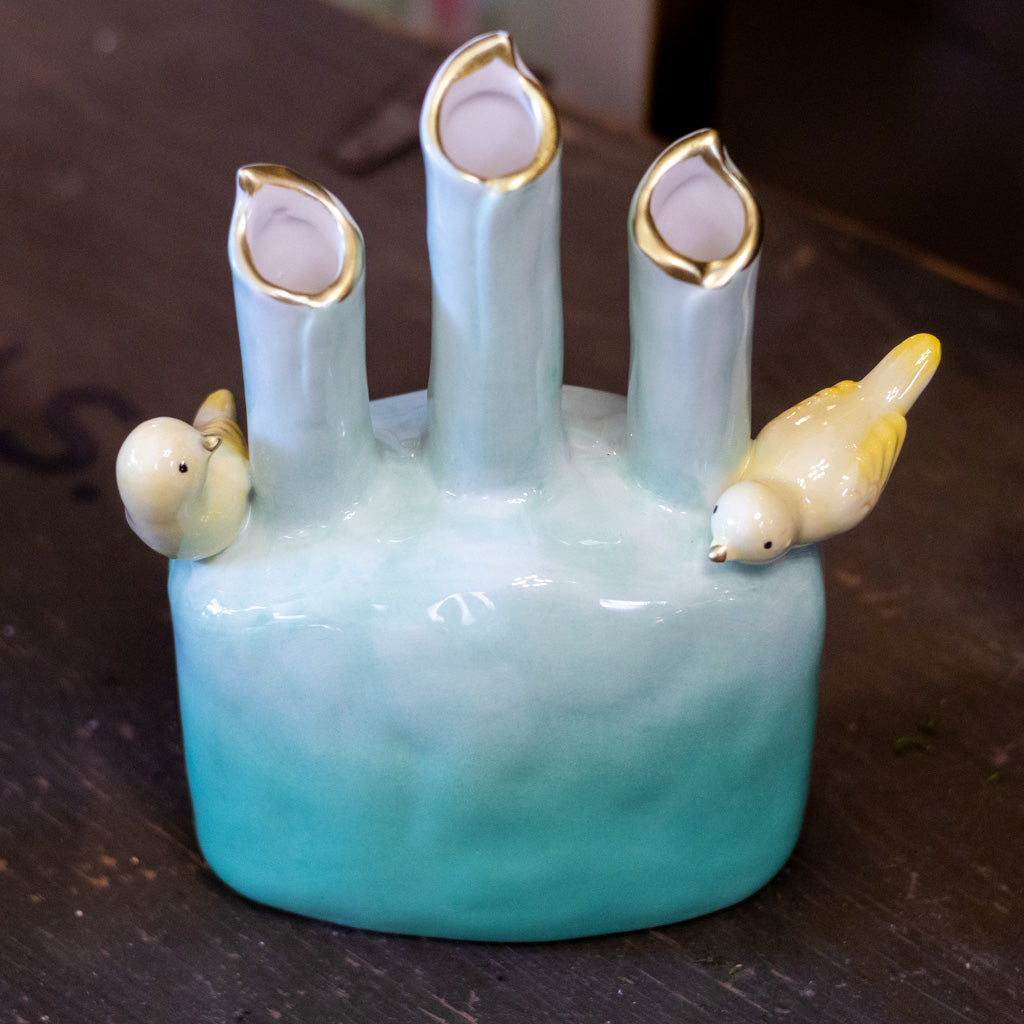 Green Bird Tulip Vase