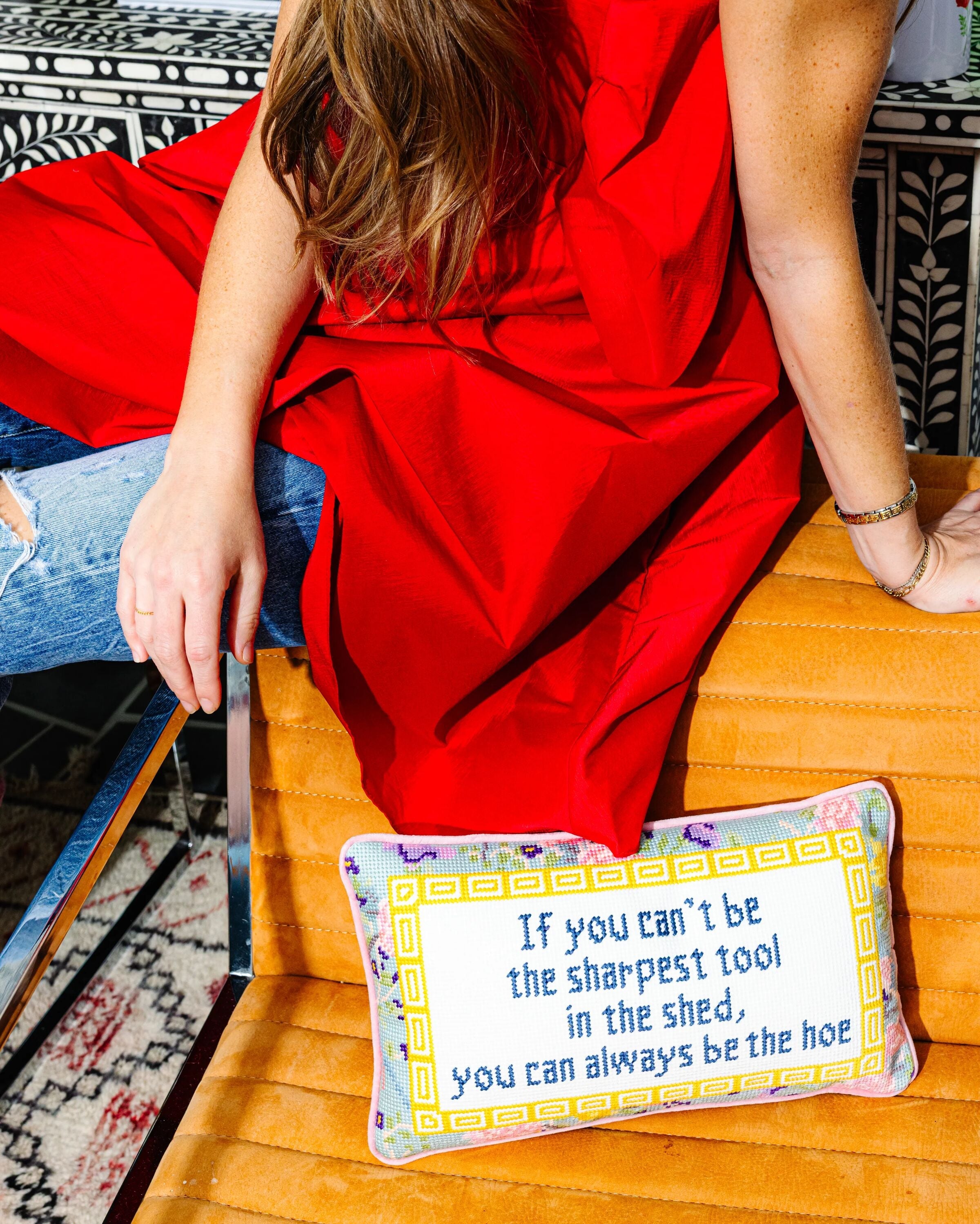 "Sharpest Tool" Needlepoint Pillow