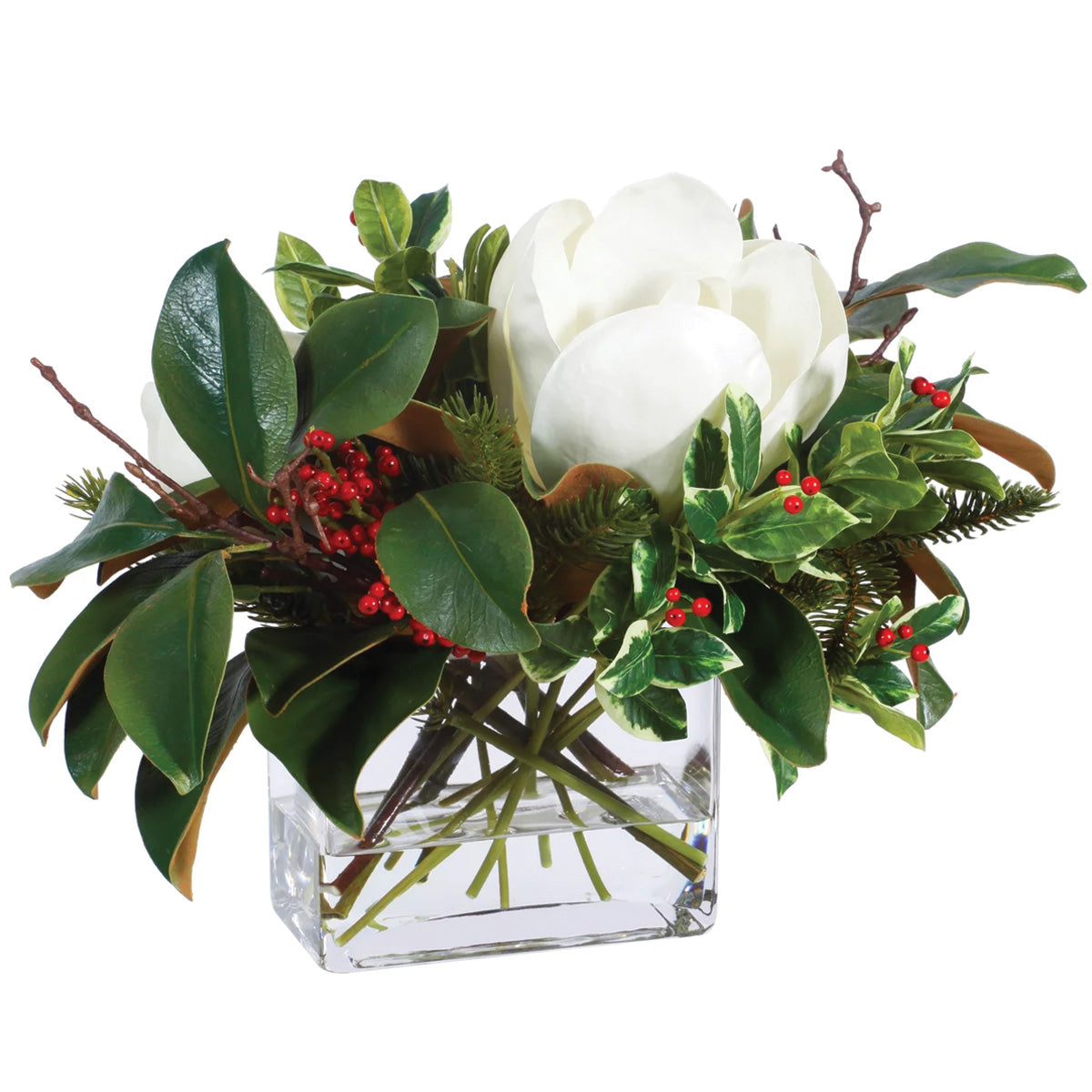 Magnolia and Berry Square Centerpiece