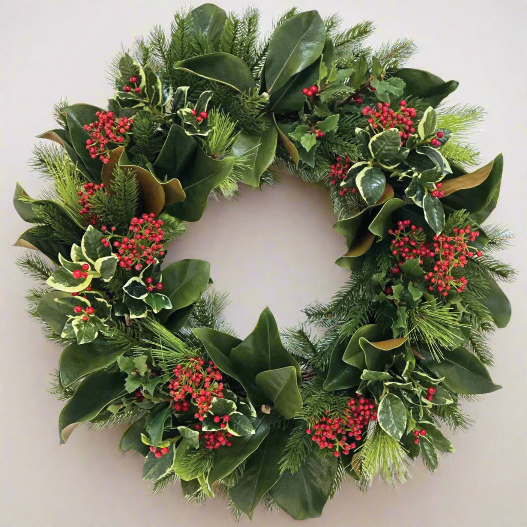 Magnolia and Holly Wreath