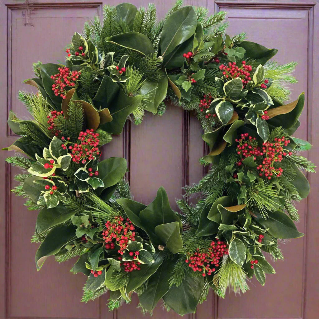 Magnolia and Holly Wreath