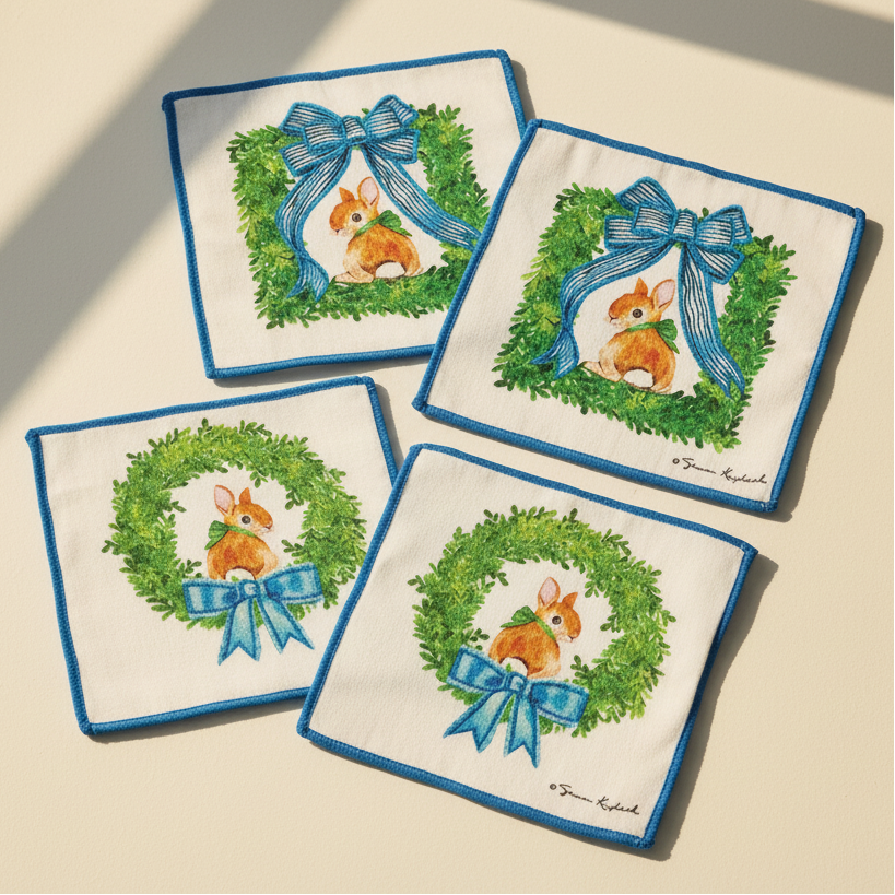 Set of Four Fern and Fable Cocktail Napkins