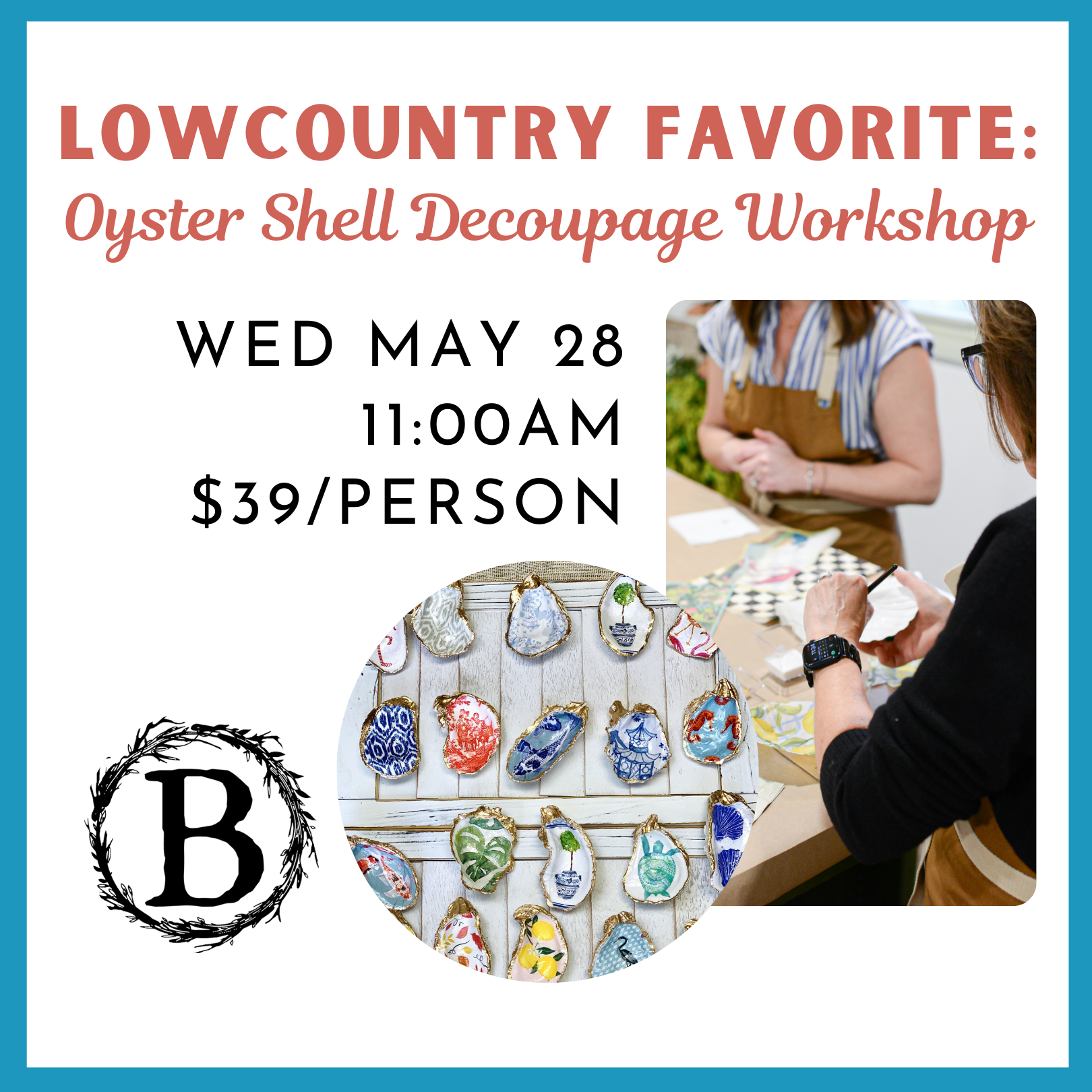 05.28.2025 @ 11AM | Oyster Shell Decoupage Workshop