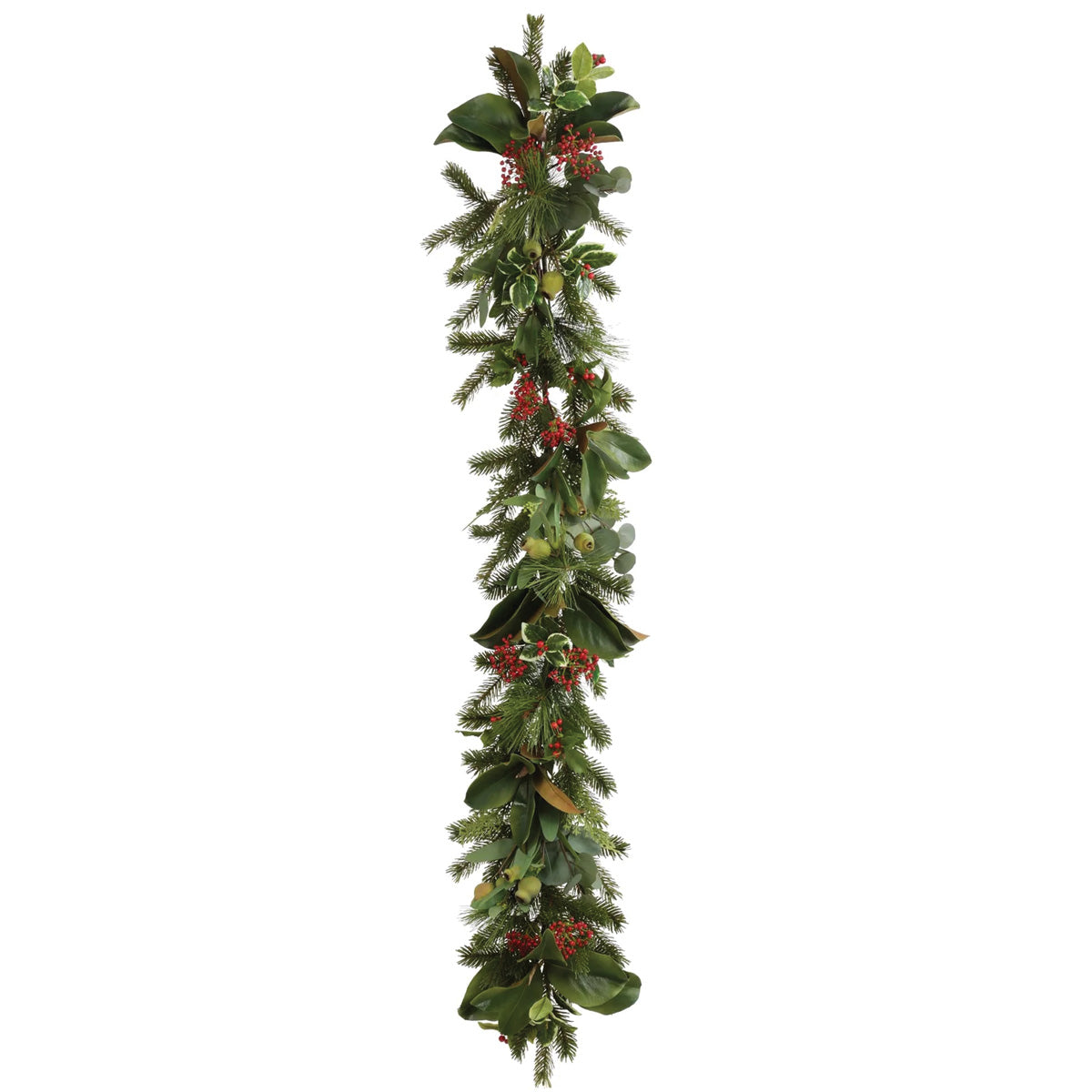 Pine Needles and Holly Garland 5'
