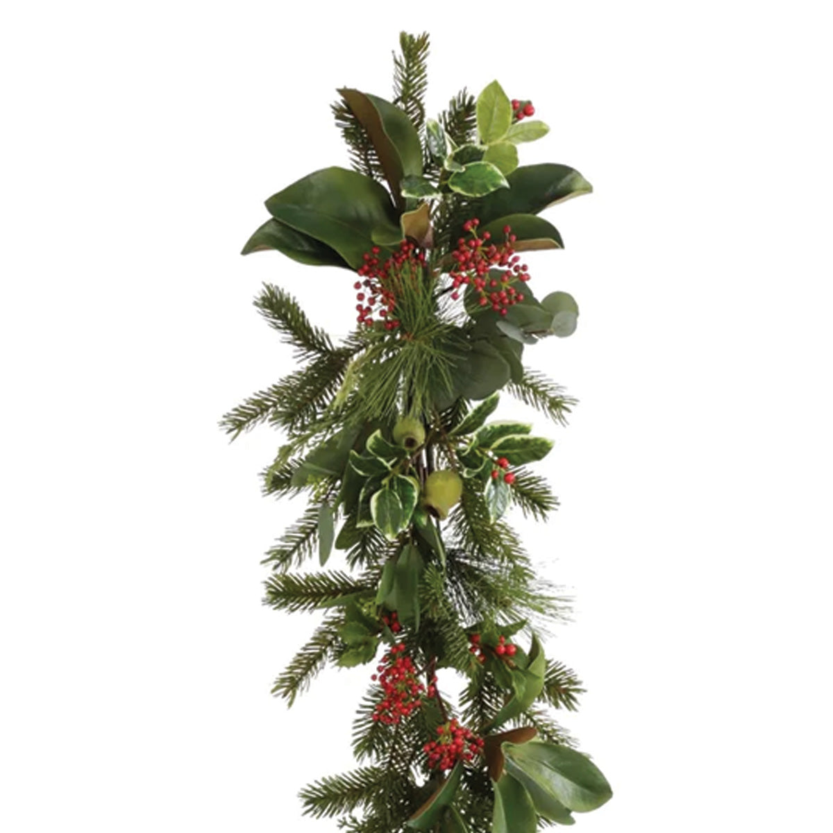 Pine Needles and Holly Garland 5'