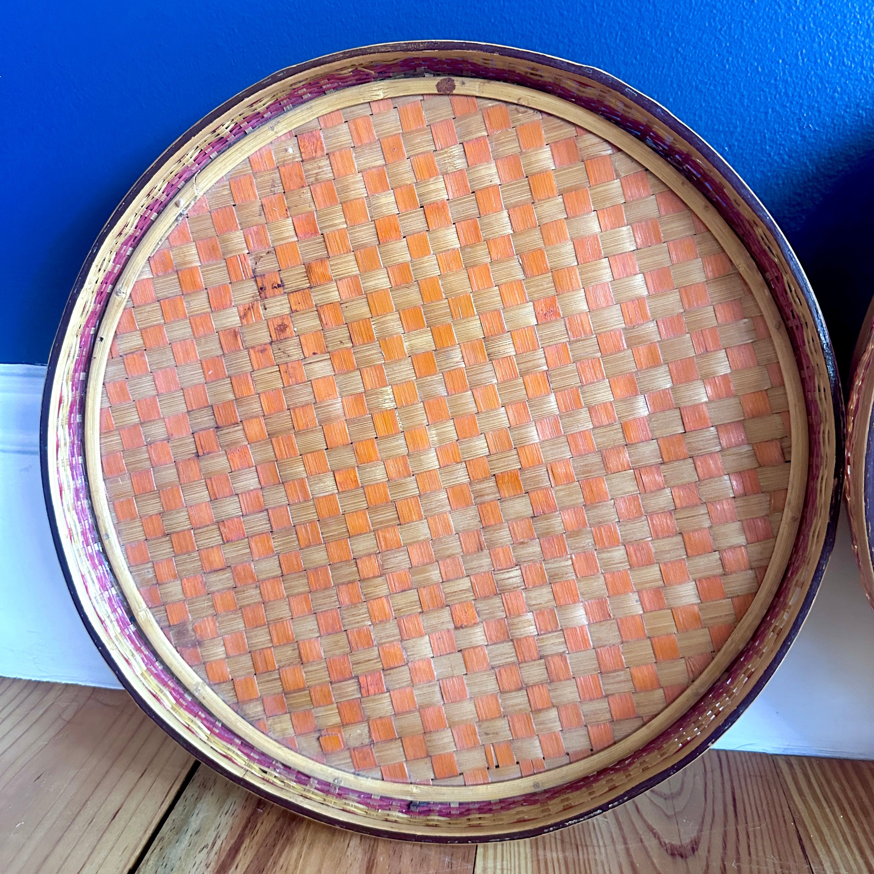 Set of Two Rattan Vintage Platters/Chargers