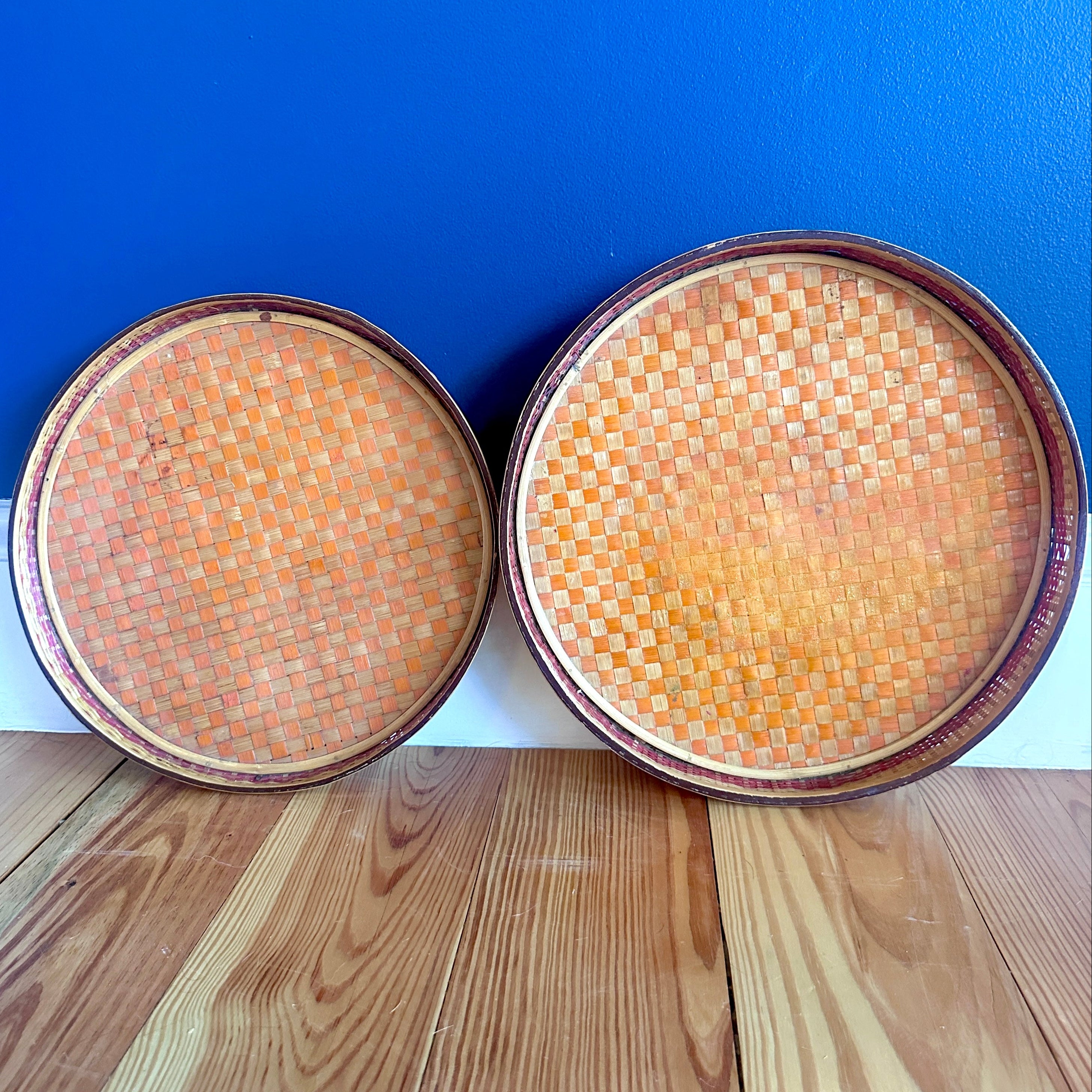 Set of Two Rattan Vintage Platters/Chargers