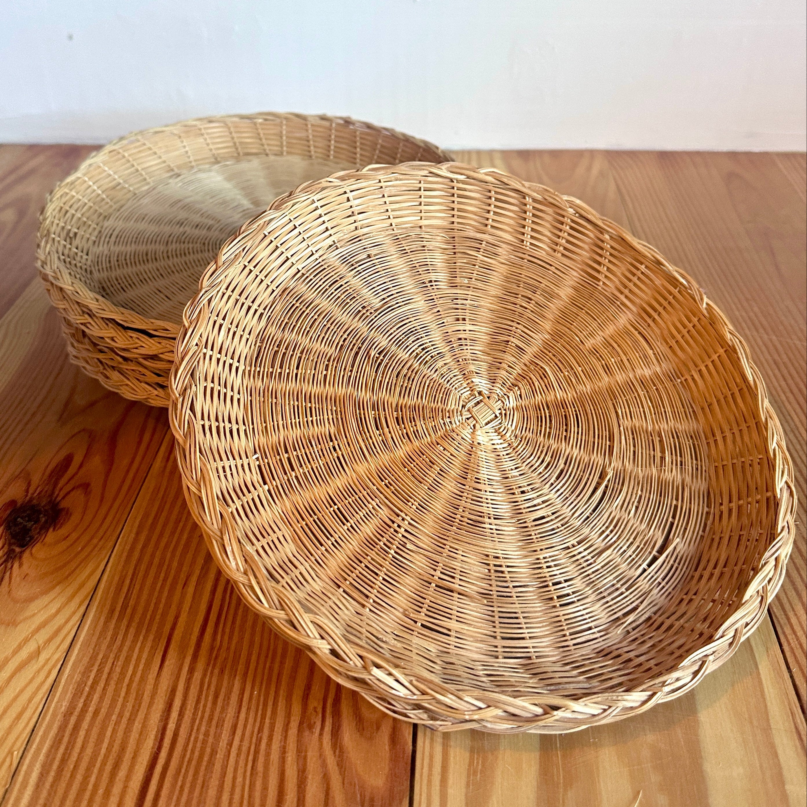 Set of Eight Rattan Vintage Chargers