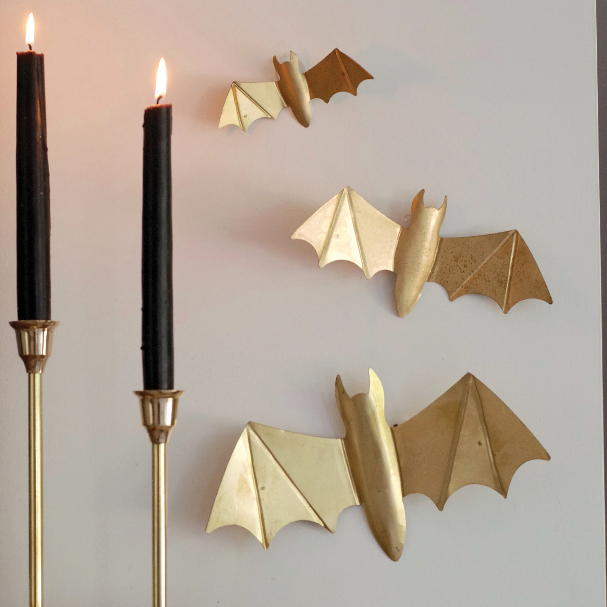 Winged Bats Gold Wall Decor Set of Three