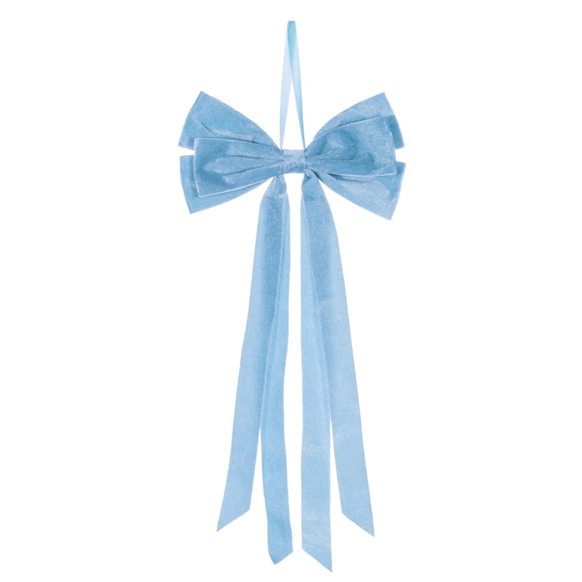 Baby Blue Velvet Bow with Tail Clip