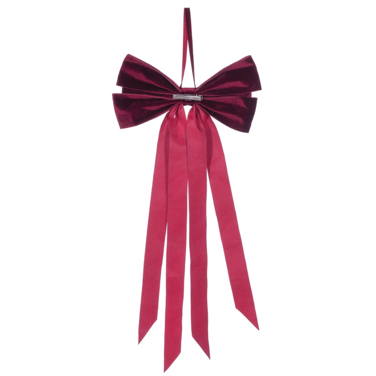 Burgundy Velvet Bow with Tail Clip