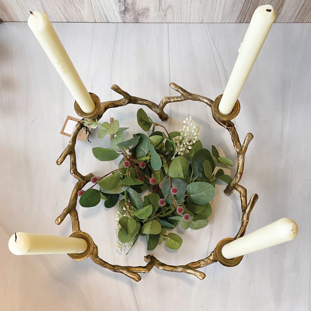 Aluminum Antique Gold Twig Advent Taper Holder