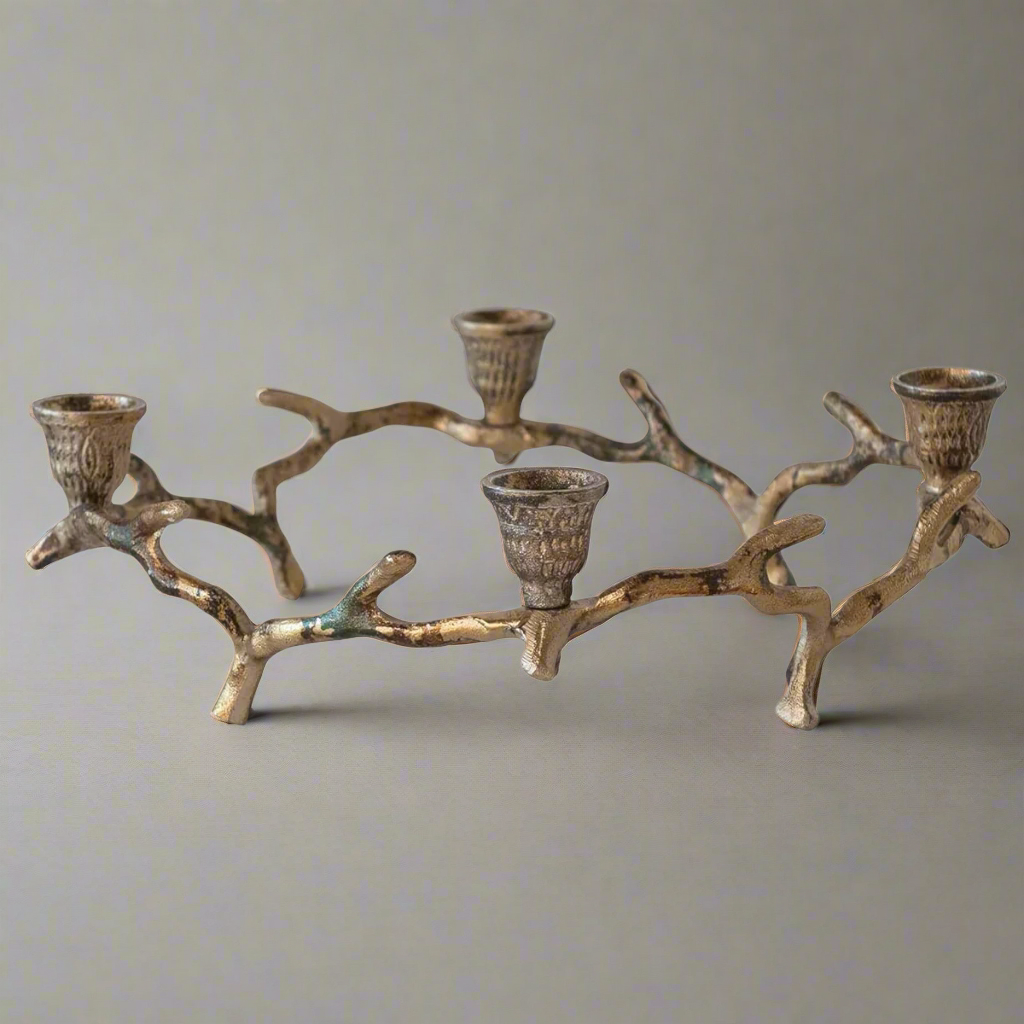 Aluminum Antique Gold Twig Advent Taper Holder
