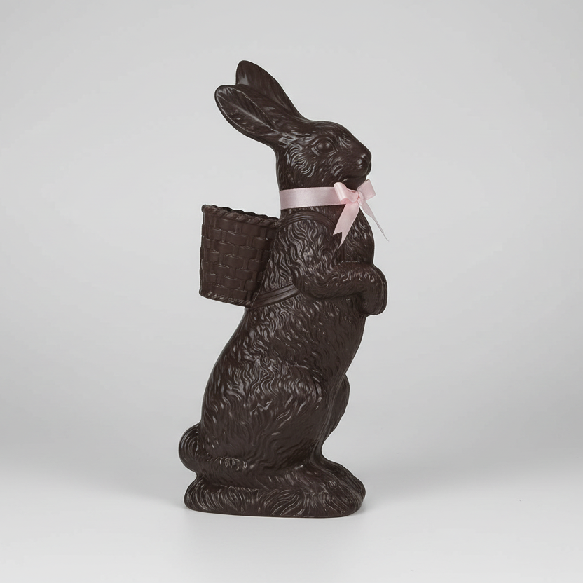 Resin Chocolate Standing Bunny with Basket