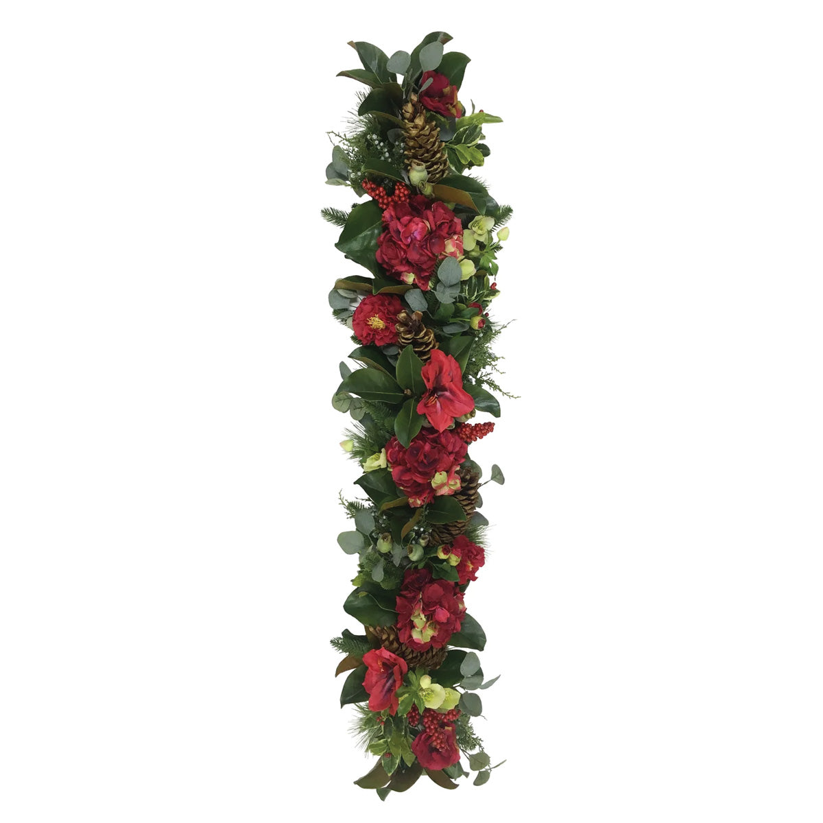 Red Hydrangea, Amaryllis and Camellia Garland