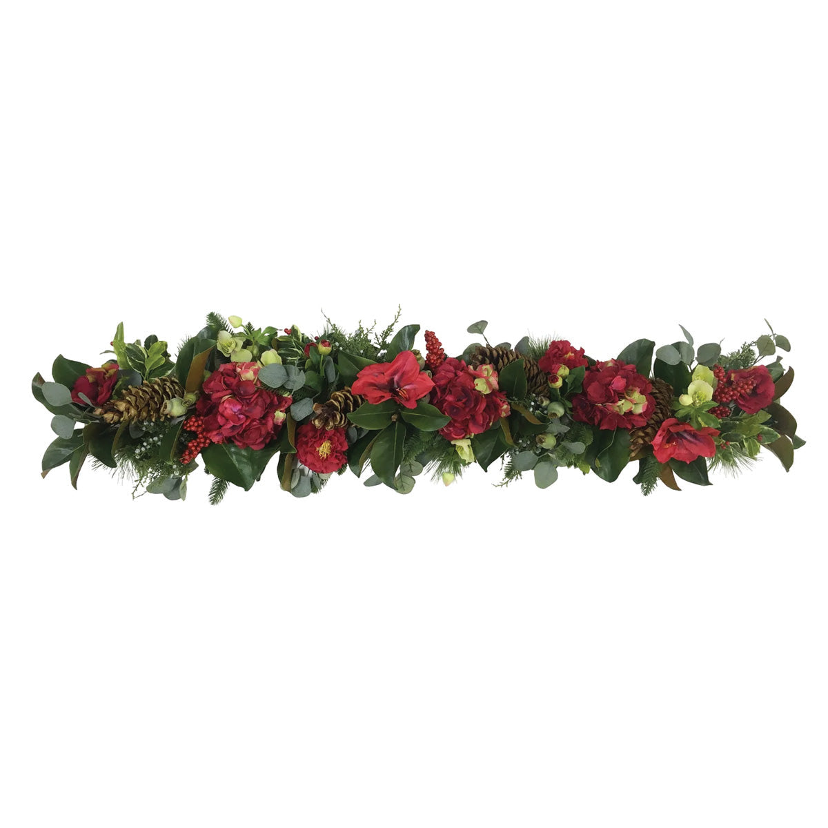 Red Hydrangea, Amaryllis and Camellia Garland