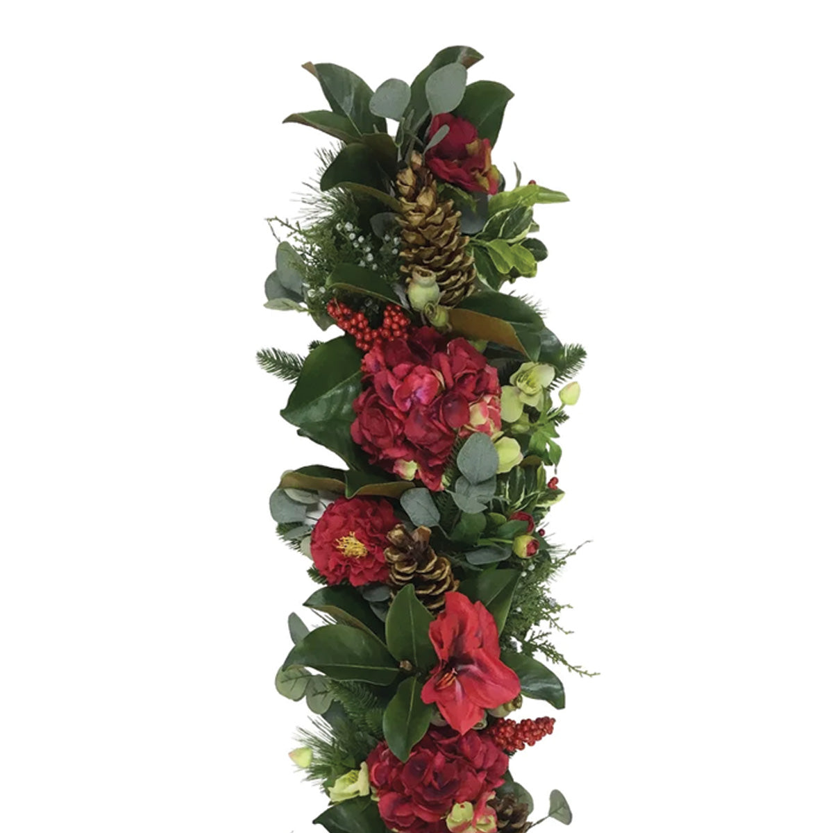 Red Hydrangea, Amaryllis and Camellia Garland